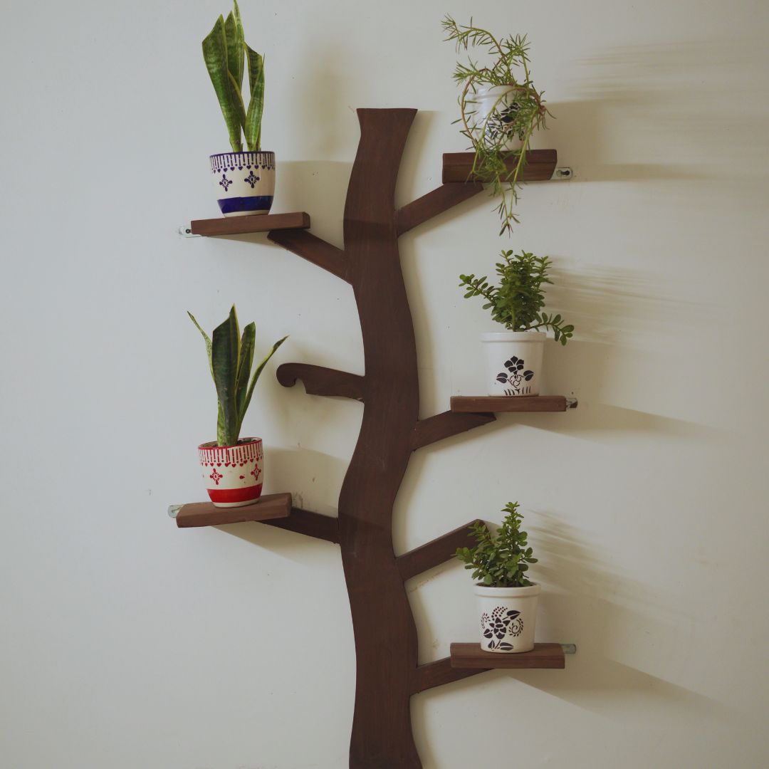 Wooden Leaf Wall Shelf