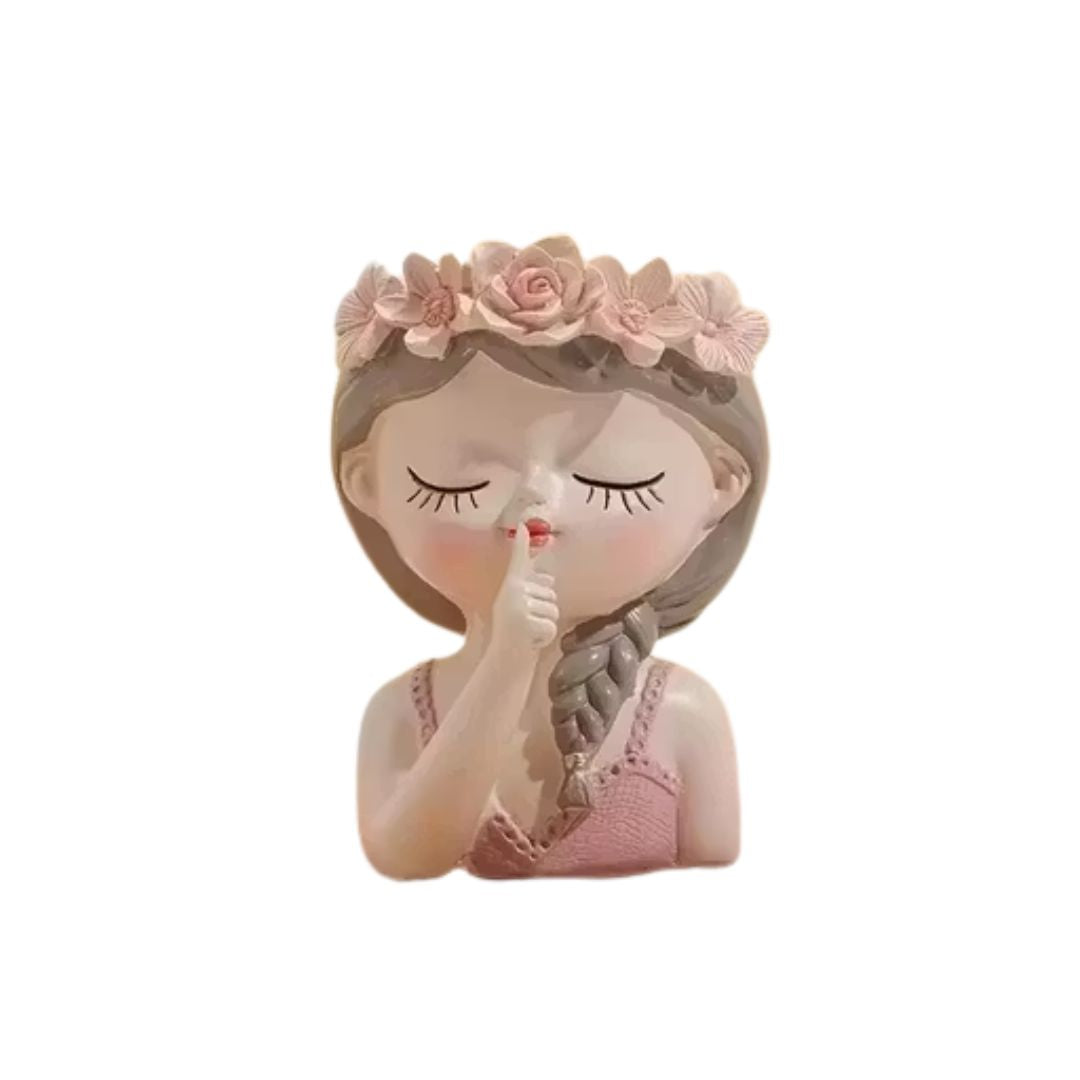 Fairy Girl Resin Planter Pot | Flower Crown Succulent Vase | Garden Decor