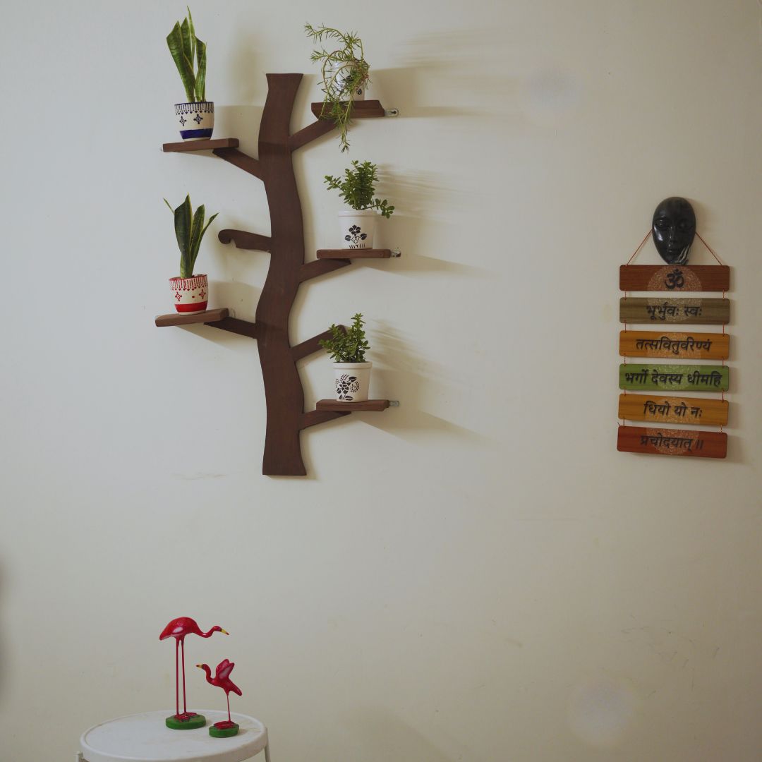 Wooden Leaf Wall Shelf