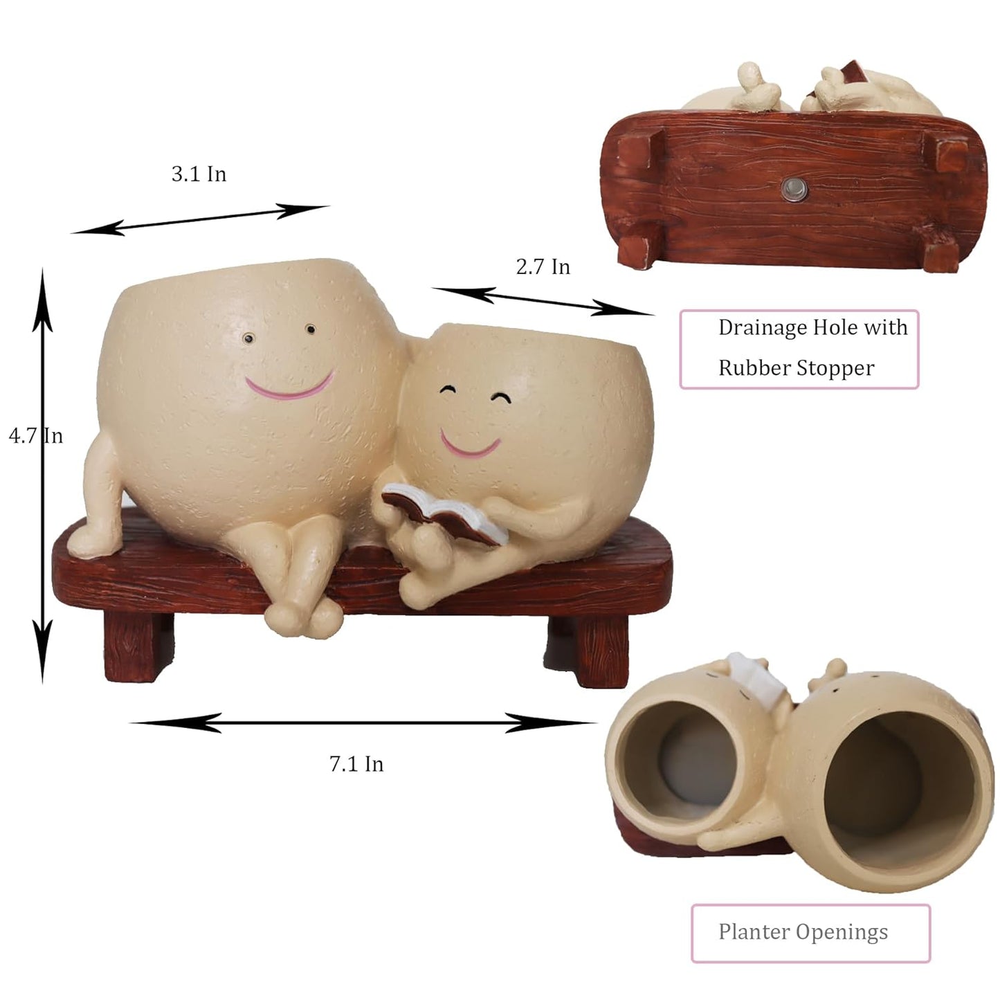 Smiley Duo Planter for Home Decor Gift Garden Decor