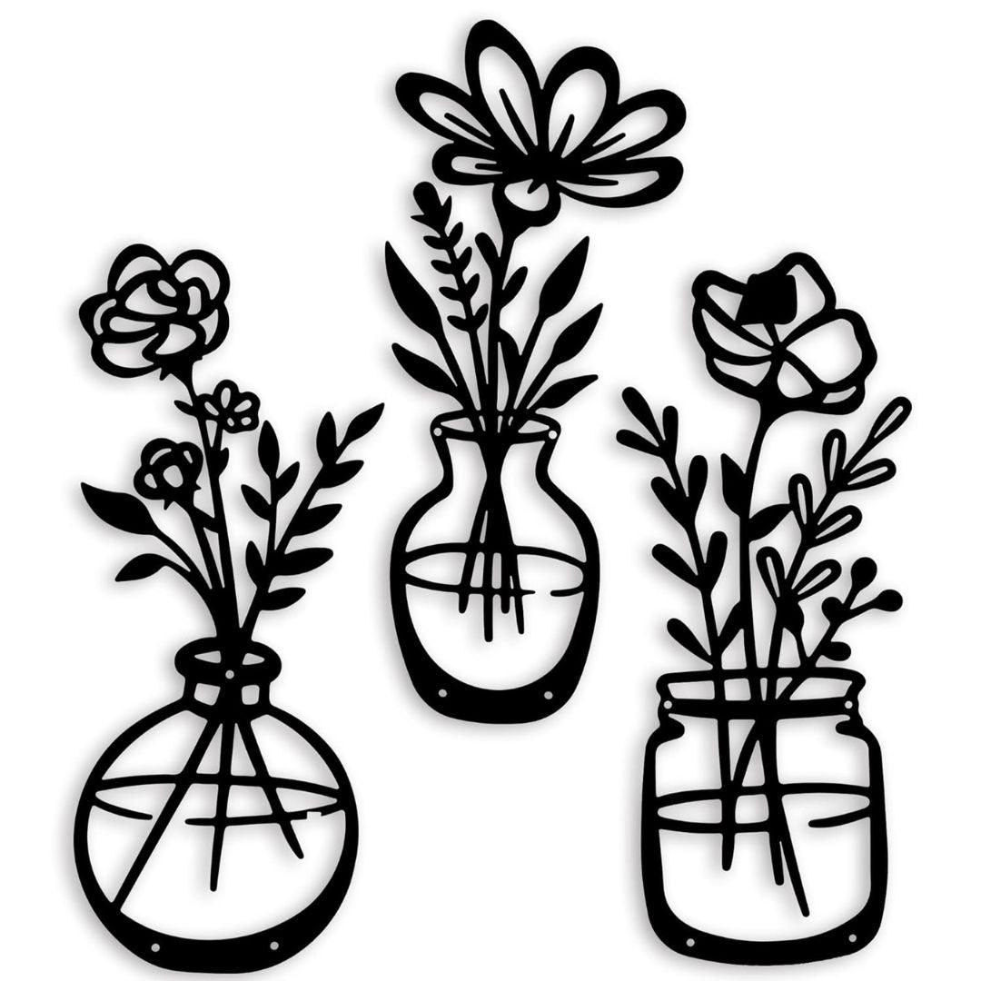 Elegant Metal Flower Wall Art Set - The Decorshed