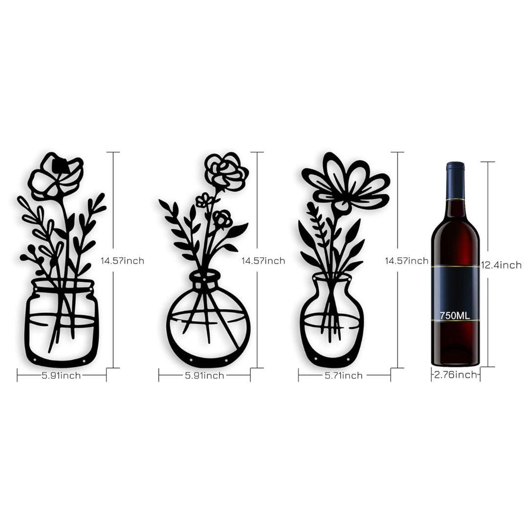 Elegant Metal Flower Wall Art Set - The Decorshed
