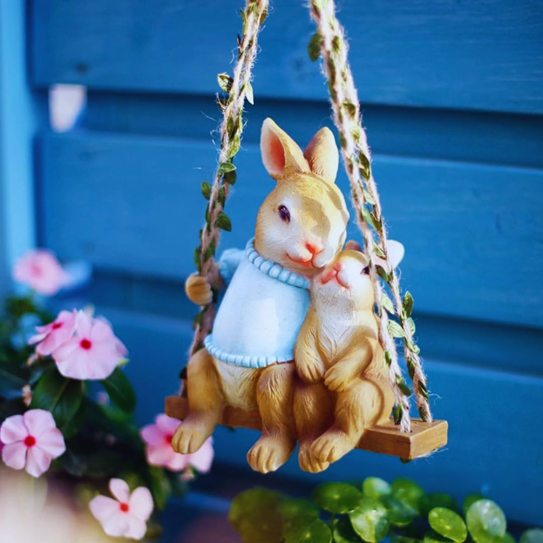 Swing Cute Mother Child Rabbit
