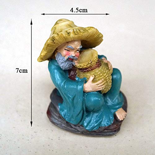 Miniature Old Man Figurine for Tray Decoration, Fisherman