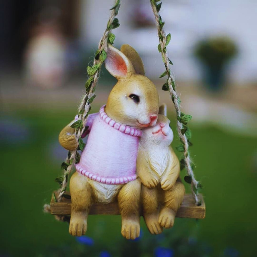 Swing Cute Mother Child Rabbit