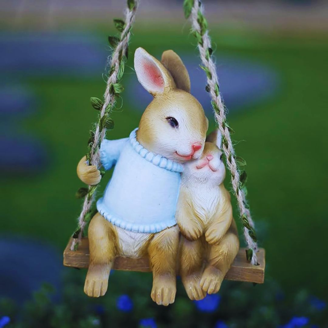 Swing Cute Mother Child Rabbit