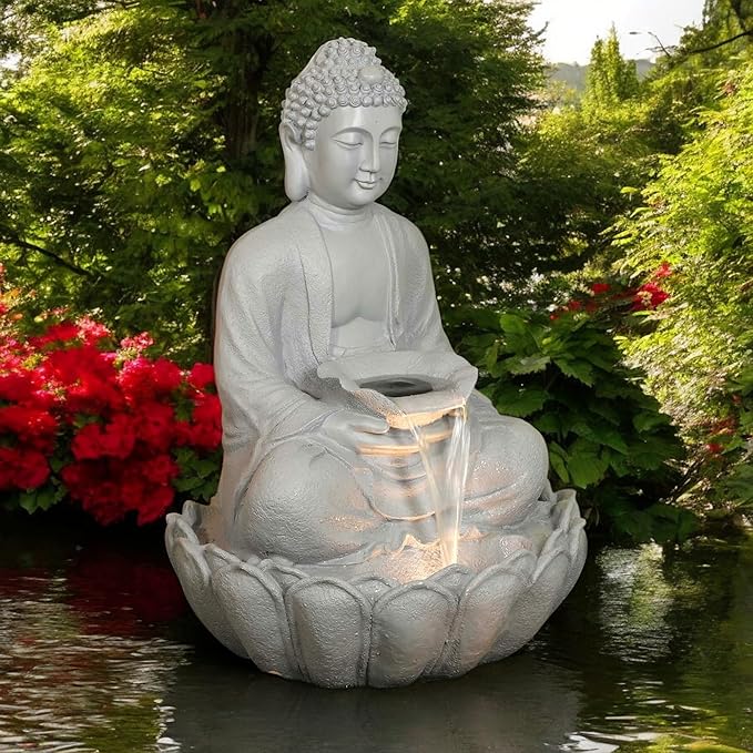 Big Size Fiber Buddha Fountain for Outdoor (Silver)