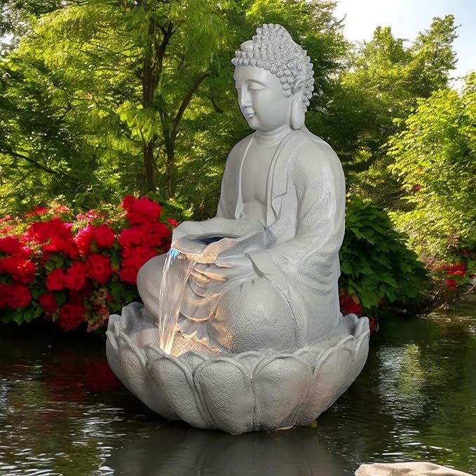 Big Size Fiber Buddha Fountain for Outdoor (Silver)