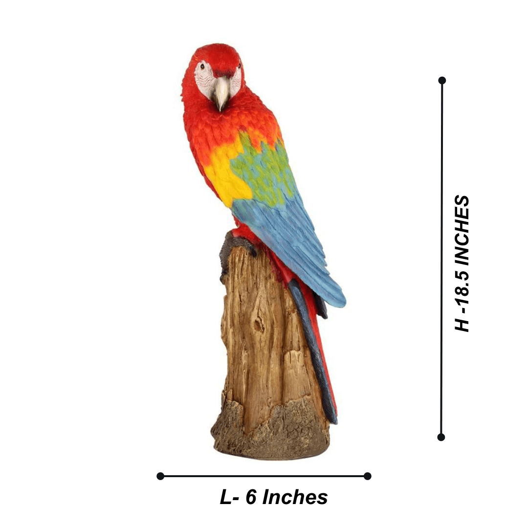 Large Parrot on Wood Log - The Decorshed
