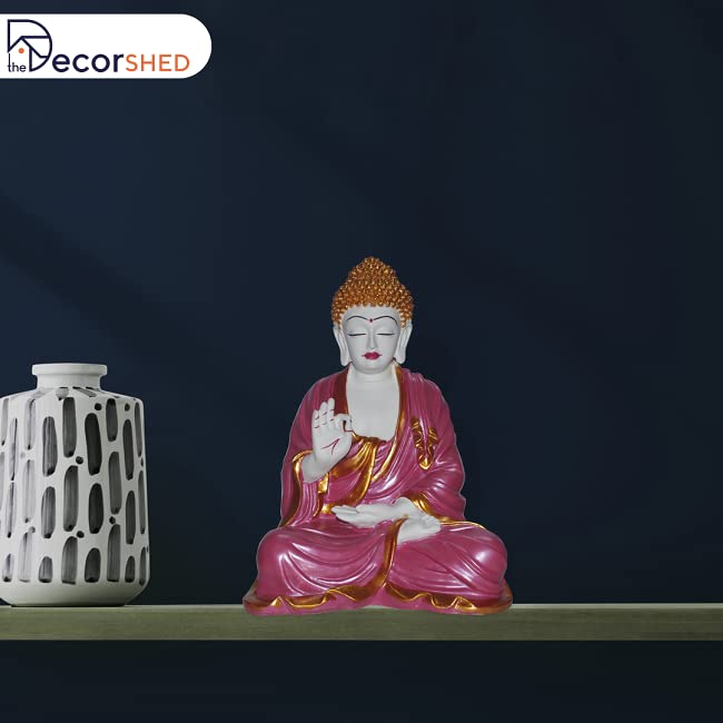 Pink & White Buddha Figurine 15" - The Decorshed