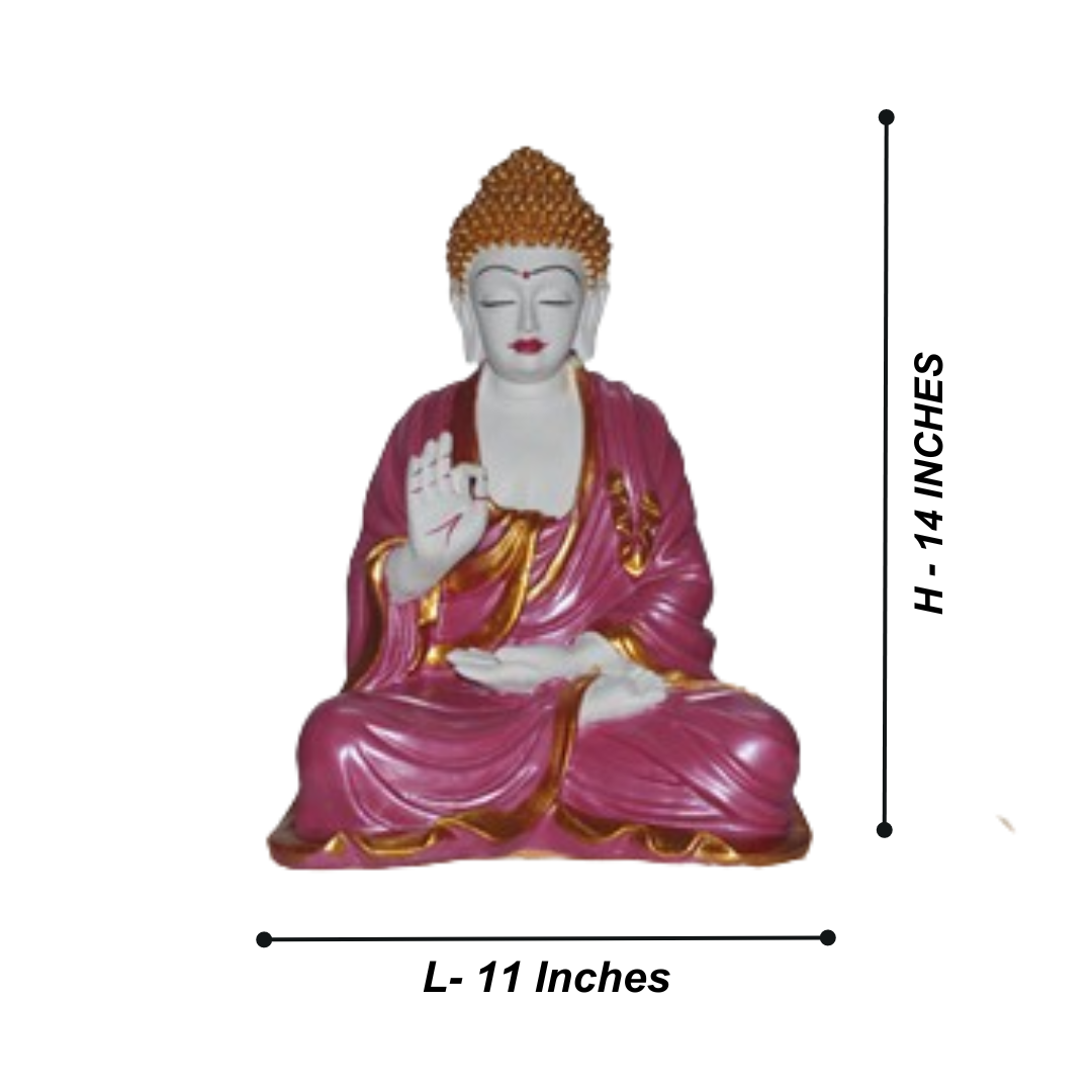Pink & White Buddha Figurine 15" - The Decorshed