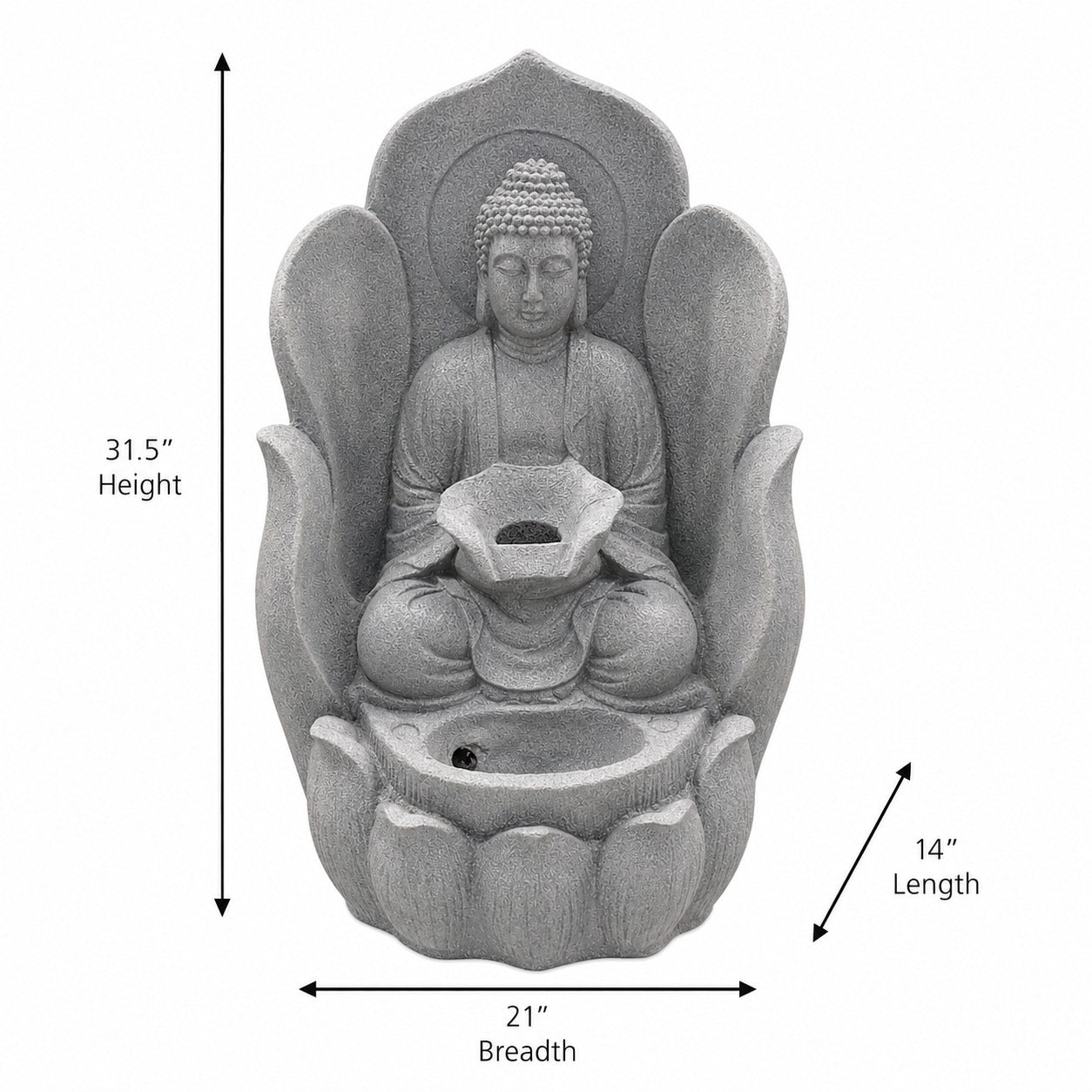 Buddha Water Fountain Statue — Meditating Buddha in Lotus Hand for Home & Garden