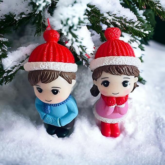Miniature Christmas celebration Couple Winter Couple for Fairy Garden Decoration