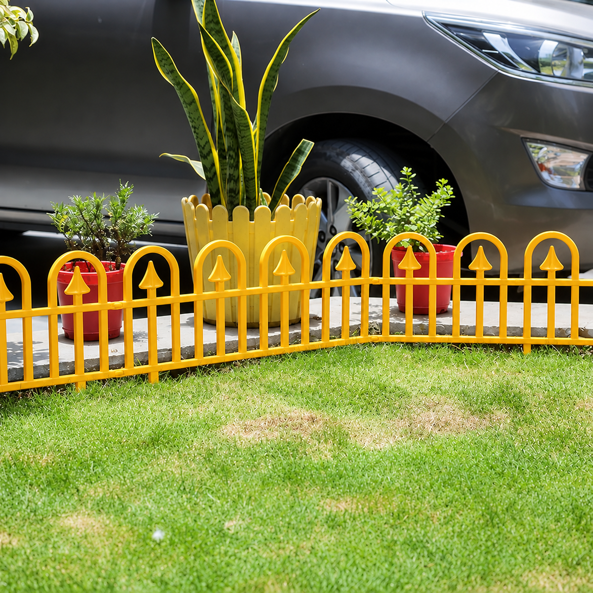 Marigold Yellow PVC Decorative Garden Fence Pack of 5 - Garden Border Fence Panel