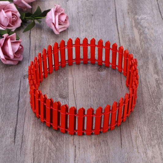 Miniature Fence for Fairy Garden Decor (Red)Tray Garden Bonsai Tray(Set of 2)