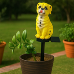 Yellow Dog Solar Garden Lights - Cute Pug Stake Lights (Set of 2)