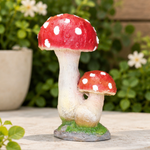 Red Mushroom Garden Ornament - Resin Toadstool Statue for Outdoor Decor