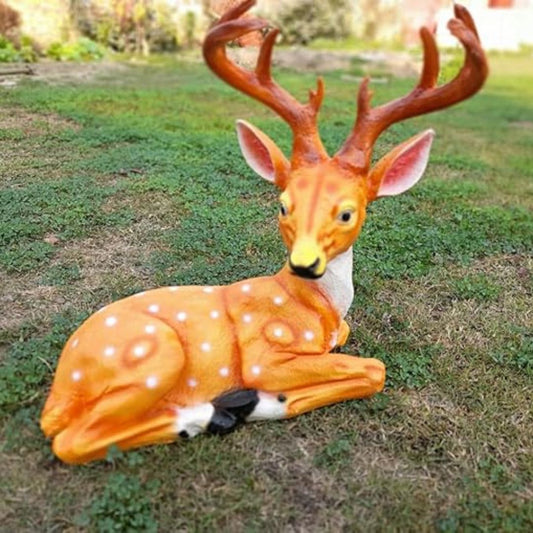 Sitting Deer with horn for Garden Decor