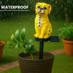 Yellow Dog Solar Garden Lights - Cute Pug Stake Lights (Set of 2)