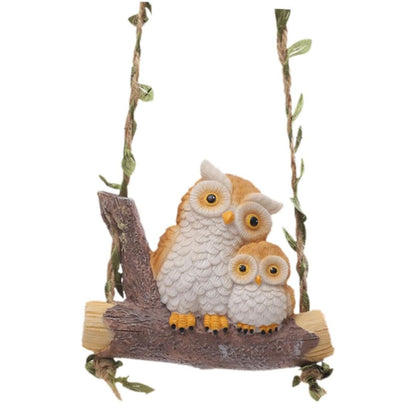 Hanging Owl Figurine for Garden | Resin Owl Swing Decor | Outdoor & Indoor Bird Statue