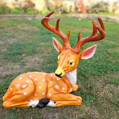 Sitting Deer with horn for Garden Decor