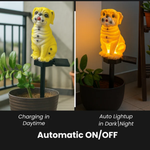Yellow Dog Solar Garden Lights - Cute Pug Stake Lights (Set of 2)