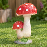 Red Mushroom Garden Ornament - Resin Toadstool Statue for Outdoor Decor
