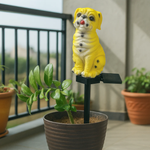 Yellow Dog Solar Garden Lights - Cute Pug Stake Lights (Set of 2)