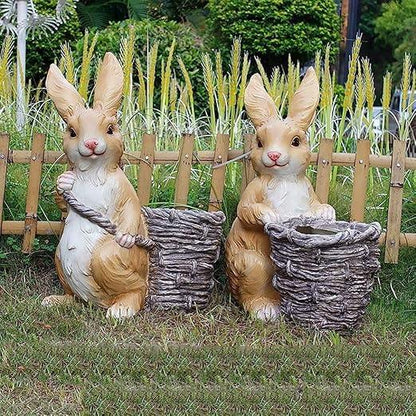rabbit planter pot Big Bunny Pot for Garden – 20" Cast Stone Rabbit Planter – The Decorshed