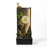 Deer Water Fountain with LED Ring Light - Cascading Outdoor Indoor Fountain