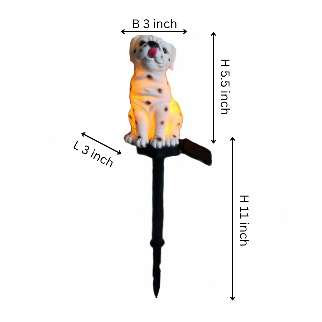Yellow Dog Solar Garden Lights - Cute Pug Stake Lights (Set of 2)