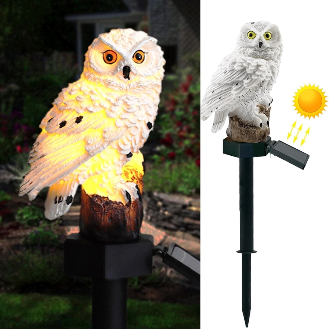 White Owl Solar Garden Lights - Snowy Owl Stake Lights (Set of 2)