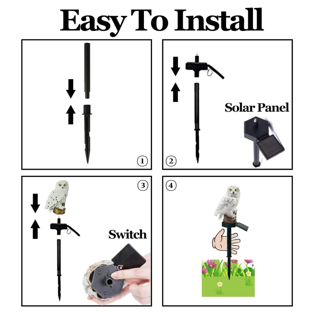 White Owl Solar Garden Lights - Snowy Owl Stake Lights (Set of 2)