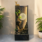 Deer Water Fountain with LED Ring Light - Cascading Outdoor Indoor Fountain