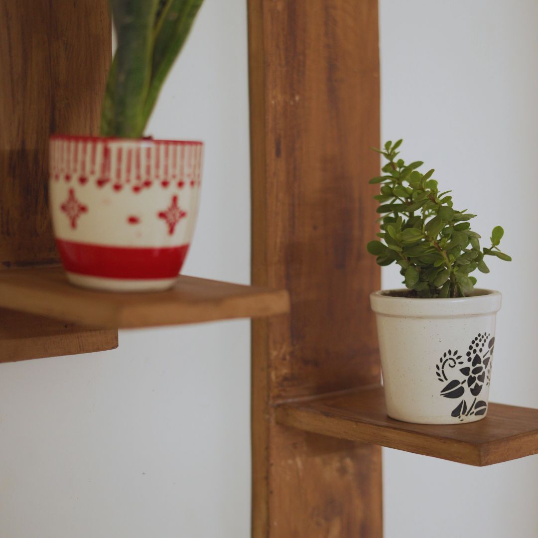 Wall Hanging Wooden Shelves – Set of 2 Handcrafted Pine Wood Holders