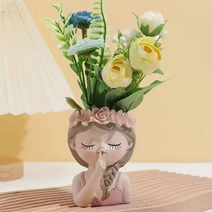 Fairy Girl Resin Planter Pot | Flower Crown Succulent Vase | Garden Decor