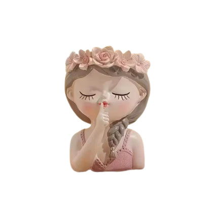Fairy Girl Resin Planter Pot | Flower Crown Succulent Vase | Garden Decor