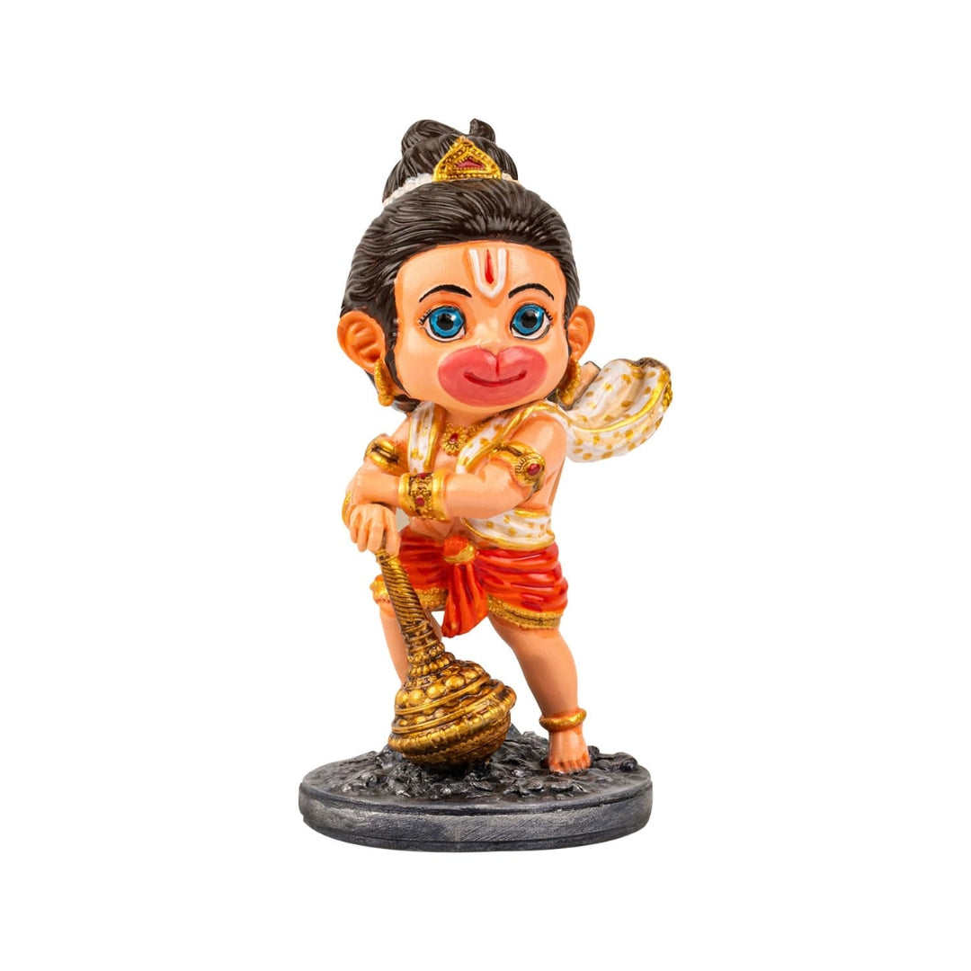 Cute Baby Hanuman Idol - Hand Painted Resin Bal Hanuman Statue