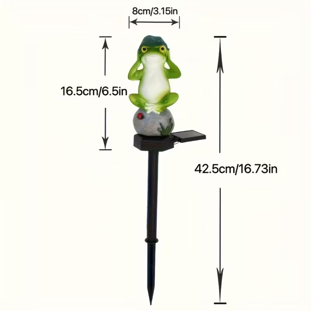 Frog Solar Garden Lights - Meditating Frog Stake Lights (Set of 2)