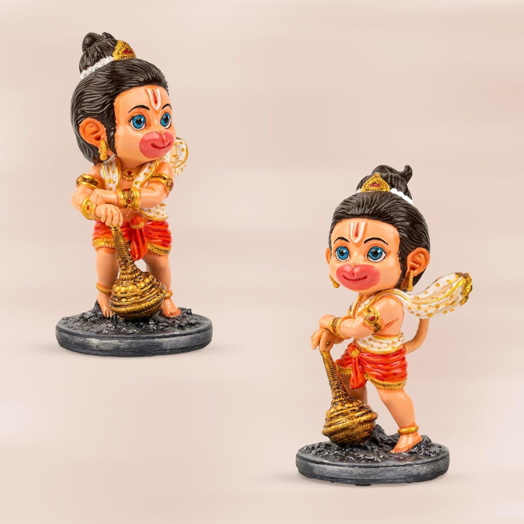 Cute Baby Hanuman Idol - Hand Painted Resin Bal Hanuman Statue