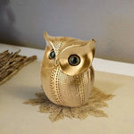 Gold Owl Figurine | Textured Resin Owl Statue | Home & Office Decor