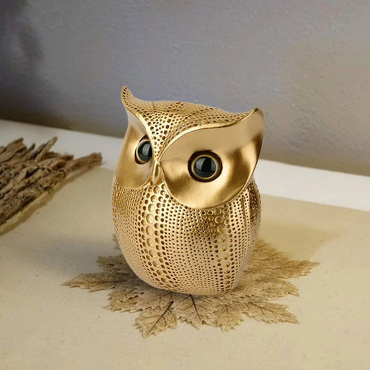 Gold Owl Figurine | Textured Resin Owl Statue | Home & Office Decor