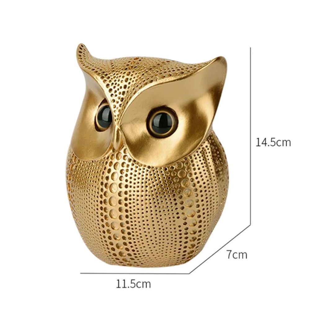 Gold Owl Figurine | Textured Resin Owl Statue | Home & Office Decor