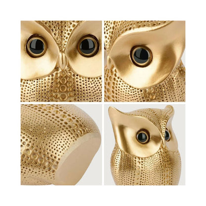 Gold Owl Figurine | Textured Resin Owl Statue | Home & Office Decor