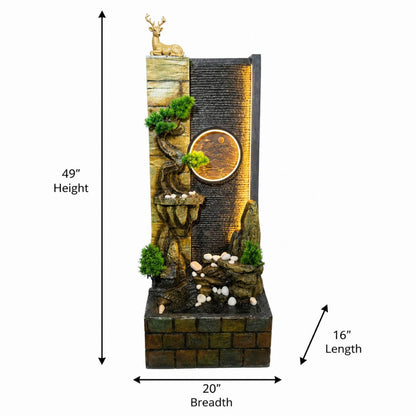 Decorative fountain with measurements on a white background