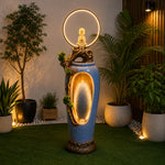 Buddha Monk Water Fountain with LED Ring | Outdoor Garden Decor