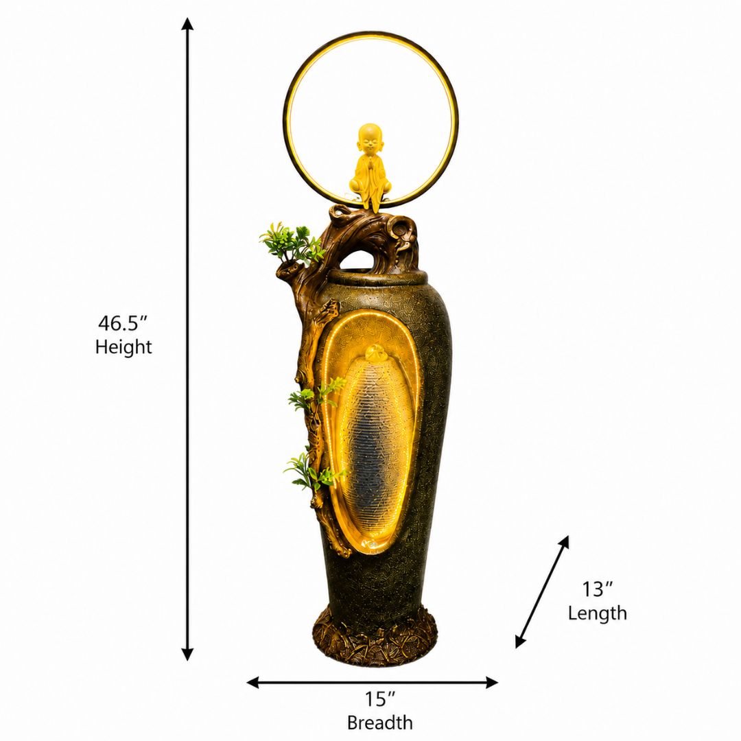 Decorative vase with measurements on a white background