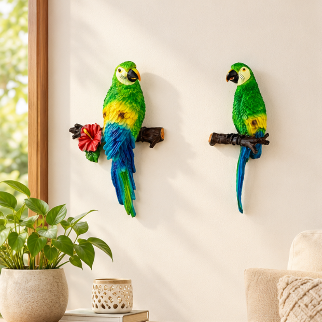 Wall Parrot on Wood for Garden Decor