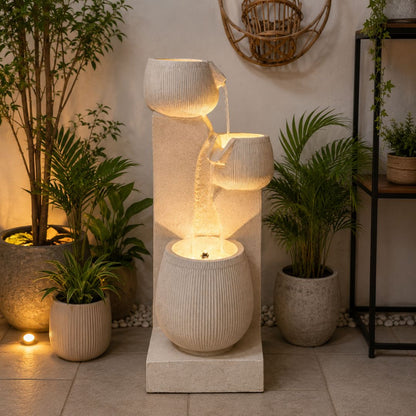 3-Tier Cascading Bowl Water Fountain with LED | Garden & Home Decor