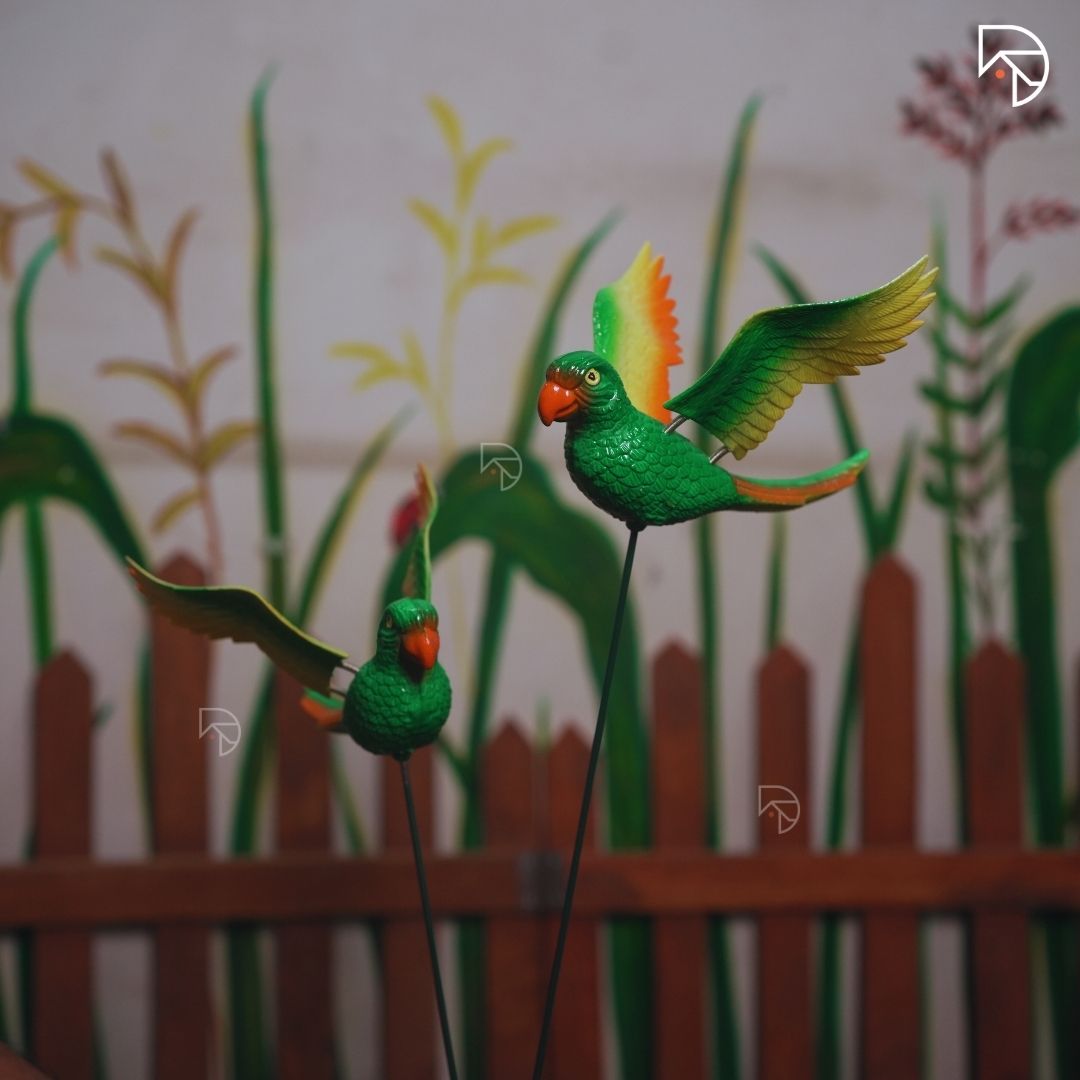 Flying Parrot Garden Stake